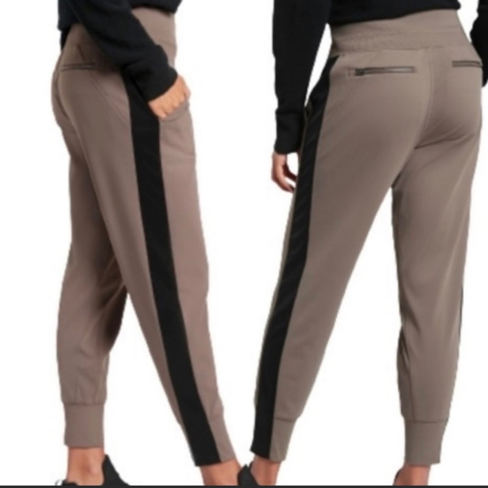 Athleta Venice Velvet Stripe Jogger Med Taupe/Brown